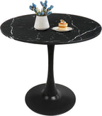 Round White Dining Table Modern Kitchen Table 31.5" with Pedestal Base in Tulip Design, Mid-Century Leisure Table for 2 to 4 Person - Grand Goldman