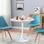 Round White Dining Table Modern Kitchen Table 31.5" with Pedestal Base in Tulip Design, Mid-Century Leisure Table for 2 to 4 Person - Grand Goldman