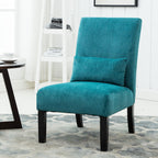 Roundhill Furniture Pisano Teal Blue Fabric Armless Contemporary Accent Chair with Kidney Pillow - Grand Goldman
