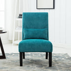 Roundhill Furniture Pisano Teal Blue Fabric Armless Contemporary Accent Chair with Kidney Pillow - Grand Goldman