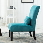 Roundhill Furniture Pisano Teal Blue Fabric Armless Contemporary Accent Chair with Kidney Pillow - Grand Goldman