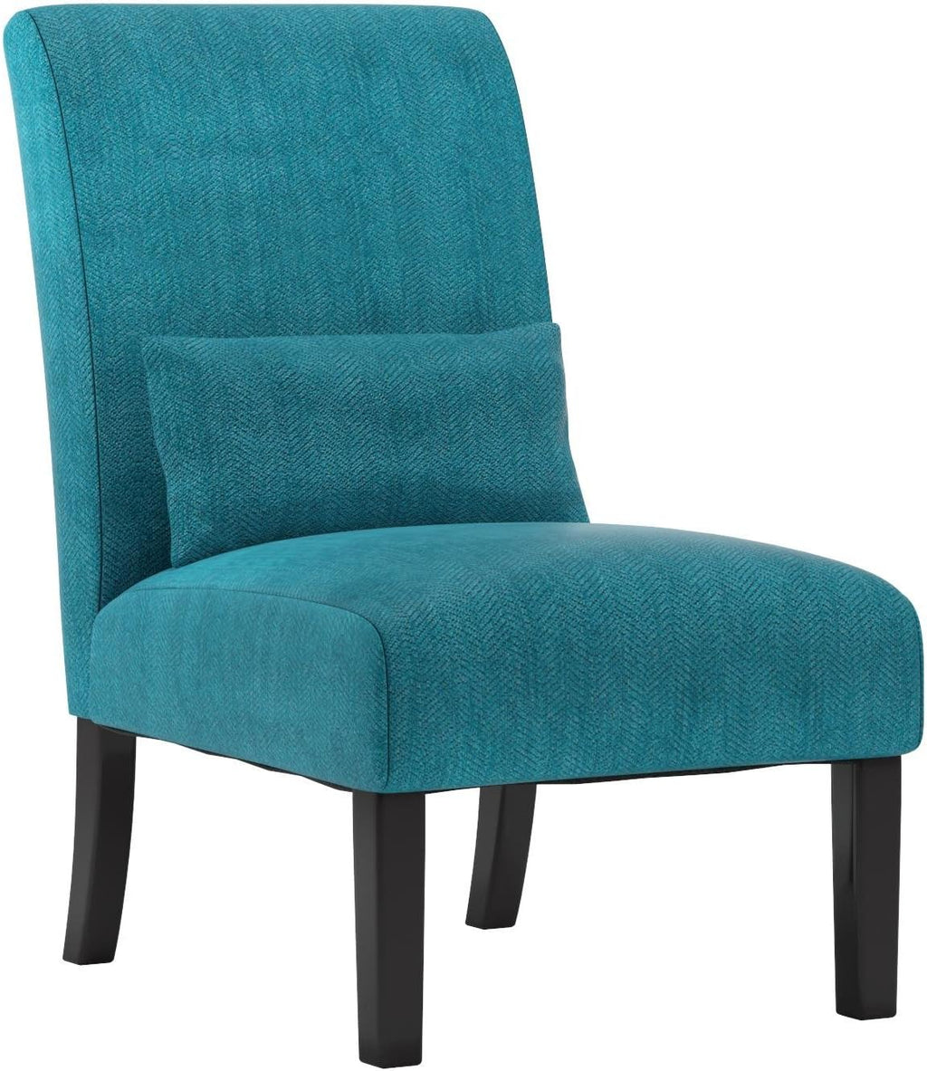 Roundhill Furniture Pisano Teal Blue Fabric Armless Contemporary Accent Chair with Kidney Pillow - Grand Goldman