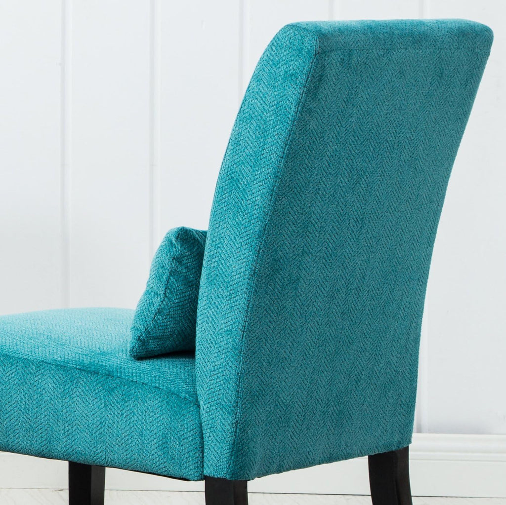 Roundhill Furniture Pisano Teal Blue Fabric Armless Contemporary Accent Chair with Kidney Pillow - Grand Goldman