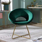 Roundhill Furniture Slatina Green Silky Velvet Upholstered Accent Chair with Gold Tone Finished Base - Grand Goldman