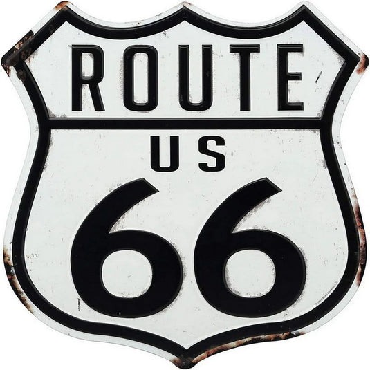 Route 66 American Dreams Shield Metal Tin Signs Posters Plate Wall Decor for Garage Bars Man Cave Cafe Clubs Home Retro Posters - Grand Goldman