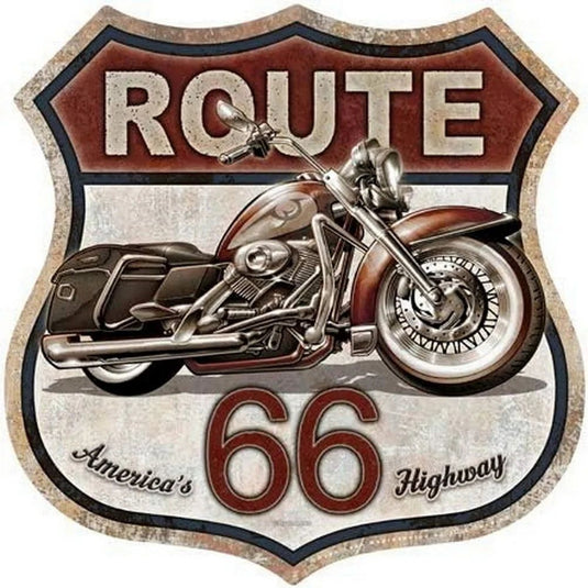 Route 66 American Dreams Shield Metal Tin Signs Posters Plate Wall Decor for Garage Bars Man Cave Cafe Clubs Home Retro Posters - Grand Goldman