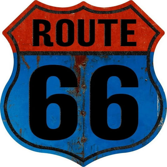 Route 66 American Dreams Shield Metal Tin Signs Posters Plate Wall Decor for Garage Bars Man Cave Cafe Clubs Home Retro Posters - Grand Goldman