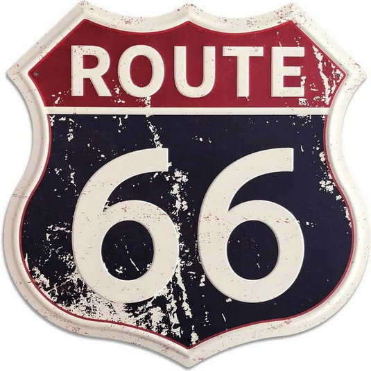 Route 66 American Dreams Shield Metal Tin Signs Posters Plate Wall Decor for Garage Bars Man Cave Cafe Clubs Home Retro Posters - Grand Goldman