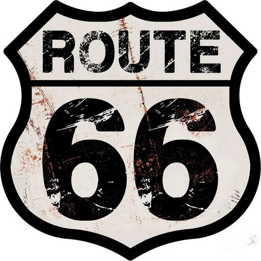 Route 66 American Dreams Shield Metal Tin Signs Posters Plate Wall Decor for Garage Bars Man Cave Cafe Clubs Home Retro Posters - Grand Goldman