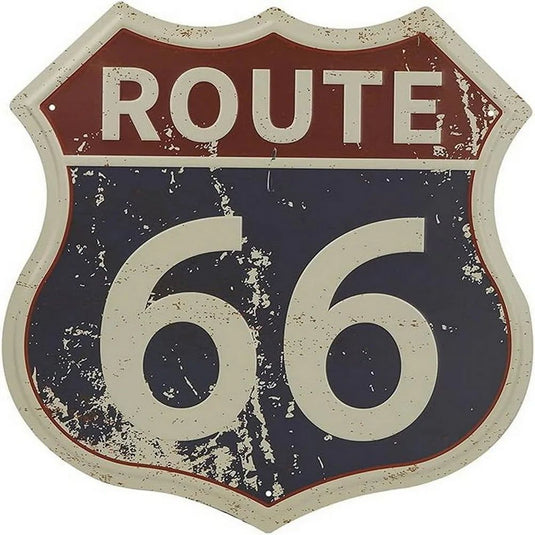 Route 66 American Dreams Shield Metal Tin Signs Posters Plate Wall Decor for Garage Bars Man Cave Cafe Clubs Home Retro Posters - Grand Goldman