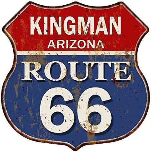 Route 66 USA Flags Shield Metal Tin Signs Posters Plate Wall Decor for Garage Bars Man Cave Cafe Clubs Home Retro Posters Plaque - Grand Goldman