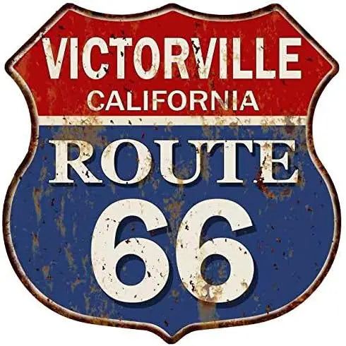 Route 66 USA Flags Shield Metal Tin Signs Posters Plate Wall Decor for Garage Bars Man Cave Cafe Clubs Home Retro Posters Plaque - Grand Goldman