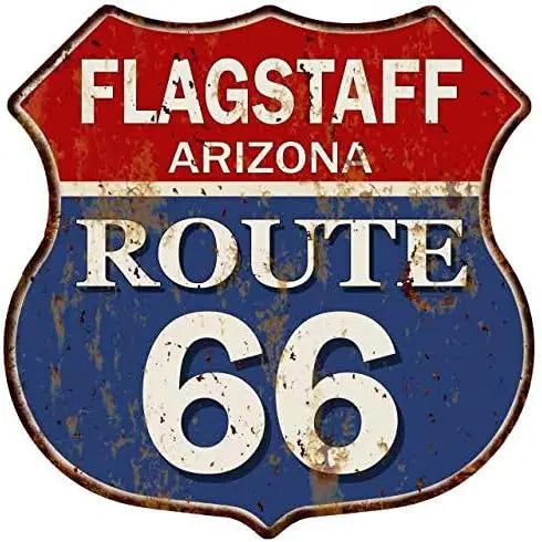 Route 66 USA Flags Shield Metal Tin Signs Posters Plate Wall Decor for Garage Bars Man Cave Cafe Clubs Home Retro Posters Plaque - Grand Goldman