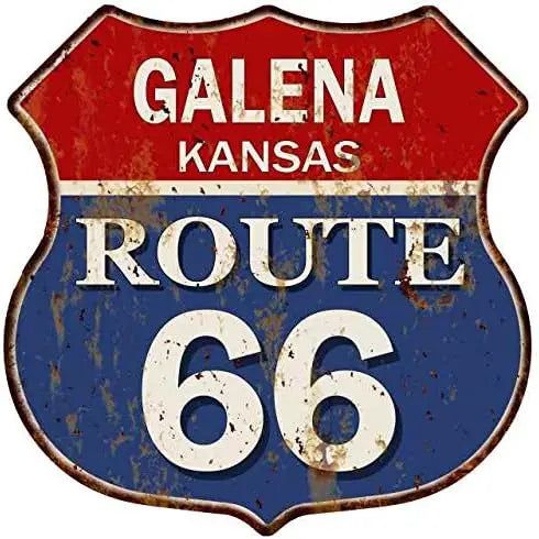Route 66 USA Flags Shield Metal Tin Signs Posters Plate Wall Decor for Garage Bars Man Cave Cafe Clubs Home Retro Posters Plaque - Grand Goldman