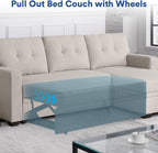 Rovibek 4-in-1 Convertible L Shaped Couch with Pull Out Bed and Storage, Sectional Sleeper Sofa with Reversible Chaise for Living Room, Apartment, Bedroom, Office - Grand Goldman