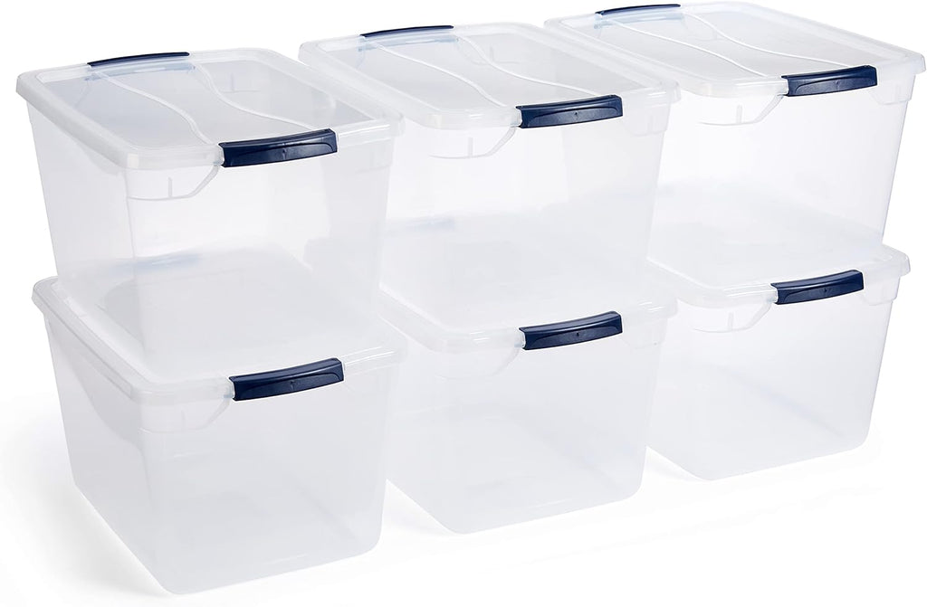 Rubbermaid Cleverstore 95 Qt Clear Storage Bins with Latching Lids, 4-Pack, Stackable, BPA-Free, Made in USA - Grand Goldman