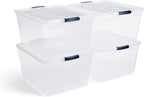 Rubbermaid Cleverstore 95 Qt Clear Storage Bins with Latching Lids, 4-Pack, Stackable, BPA-Free, Made in USA - Grand Goldman