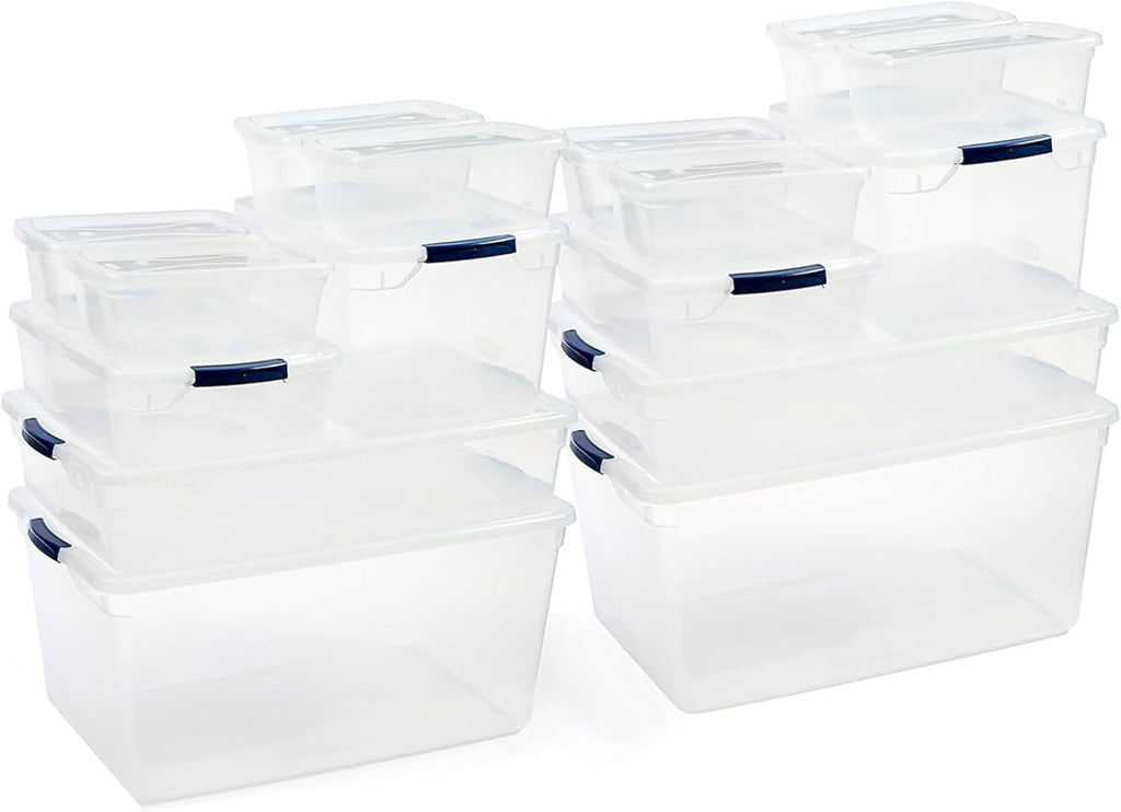 Rubbermaid Cleverstore 95 Qt Clear Storage Bins with Latching Lids, 4-Pack, Stackable, BPA-Free, Made in USA - Grand Goldman