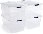 Rubbermaid Cleverstore 95 Qt Clear Storage Bins with Latching Lids, 4-Pack, Stackable, BPA-Free, Made in USA - Grand Goldman