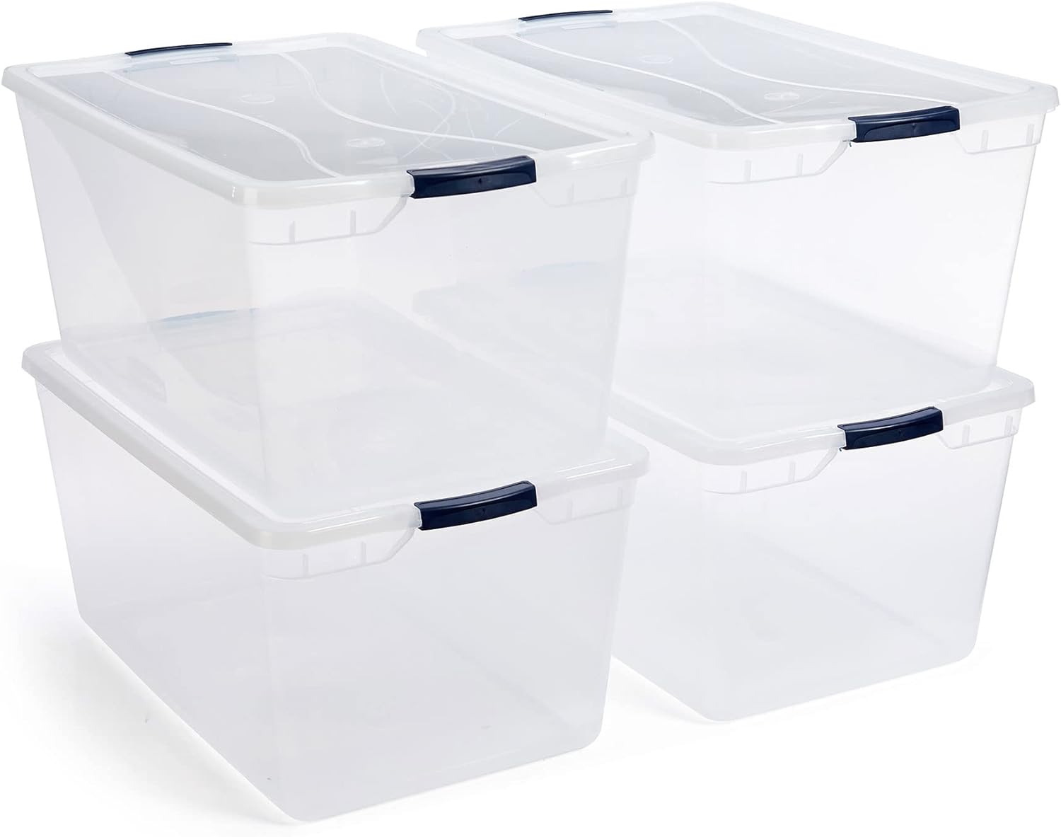 Rubbermaid Cleverstore 95 Qt Clear Storage Bins with Latching Lids, 4-Pack, Stackable, BPA-Free, Made in USA - Grand Goldman
