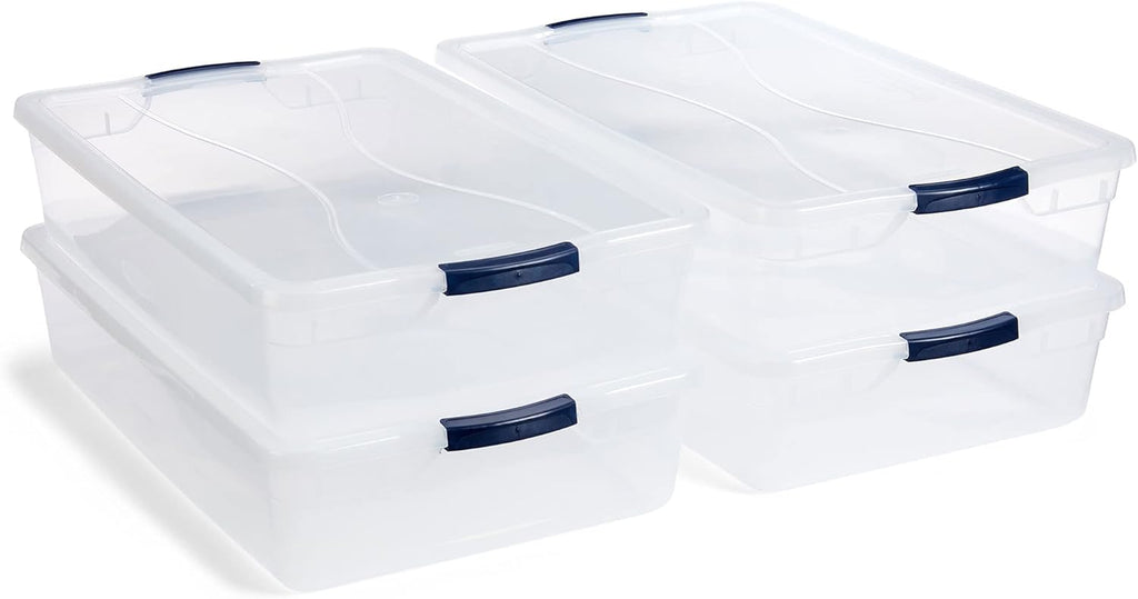 Rubbermaid Cleverstore 95 Qt Clear Storage Bins with Latching Lids, 4-Pack, Stackable, BPA-Free, Made in USA - Grand Goldman