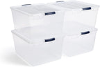 Rubbermaid Cleverstore 95 Qt Clear Storage Bins with Latching Lids, 4-Pack, Stackable, BPA-Free, Made in USA - Grand Goldman