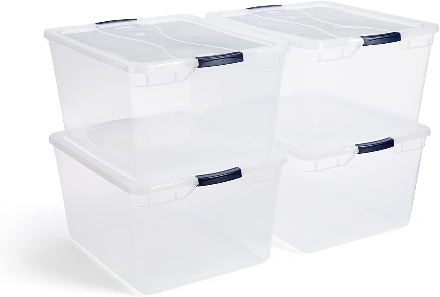 Rubbermaid Cleverstore 95 Qt Clear Storage Bins with Latching Lids, 4-Pack, Stackable, BPA-Free, Made in USA - Grand Goldman