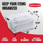 Rubbermaid Cleverstore 95 Qt Clear Storage Bins with Latching Lids, 4-Pack, Stackable, BPA-Free, Made in USA - Grand Goldman