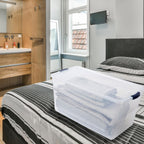 Rubbermaid Cleverstore 95 Qt Clear Storage Bins with Latching Lids, 4-Pack, Stackable, BPA-Free, Made in USA - Grand Goldman