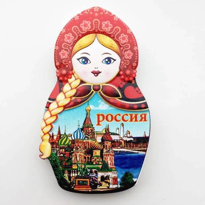 Russian Creative 3D Tourism Commemorative Gift Resin Magnet Matryoshka Doll Pocchr Refrigerator Stickers for Home Decor - Grand Goldman