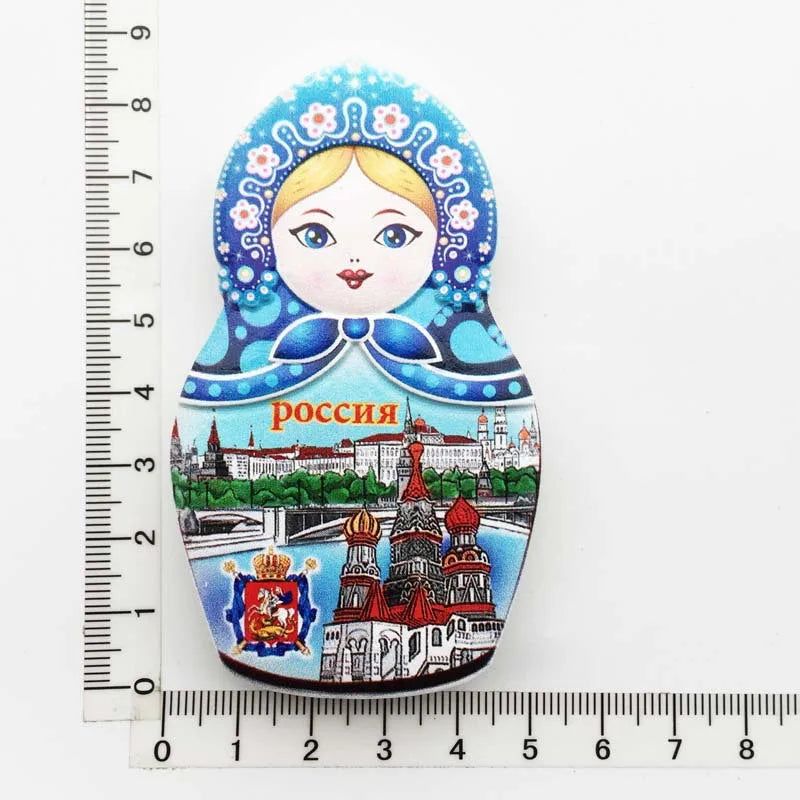 Russian Creative 3D Tourism Commemorative Gift Resin Magnet Matryoshka Doll Pocchr Refrigerator Stickers for Home Decor - Grand Goldman