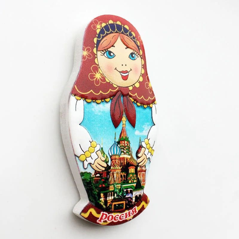 Russian Creative 3D Tourism Commemorative Gift Resin Magnet Matryoshka Doll Pocchr Refrigerator Stickers for Home Decor - Grand Goldman