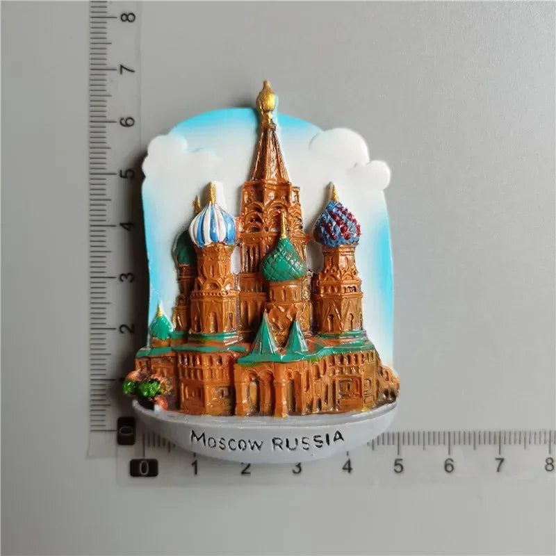 Russian Moscow 3D Fridge Magnet Decoration Red Square Turtle Rudder doll Tourist Souvenirs Magnetic Stickers Gift - Grand Goldman
