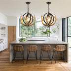 Rustic Antler Chandelier, 14" Farmhouse Chandelier with Resin 4 Antlers and Retro Metal Globe Chandelier Vintage Style for Dining Room, Kitchen, Hallway, Pendant Lights - Grand Goldman