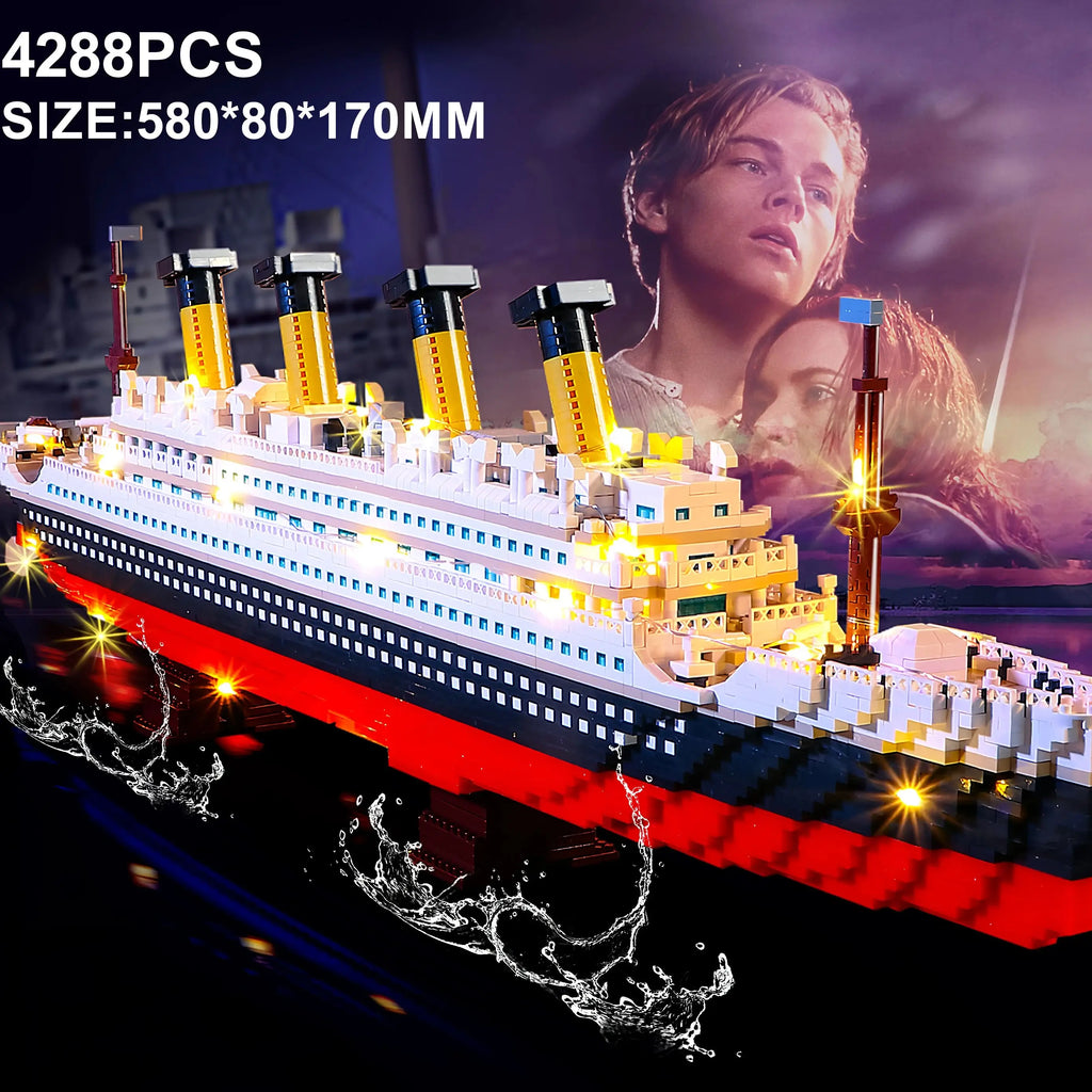 Small Particle Building Block Assembly Toy Titanic Giant Boy Girl Puzzle Cruise Ship Brick Model Kit Desltop Birthday Gift Child