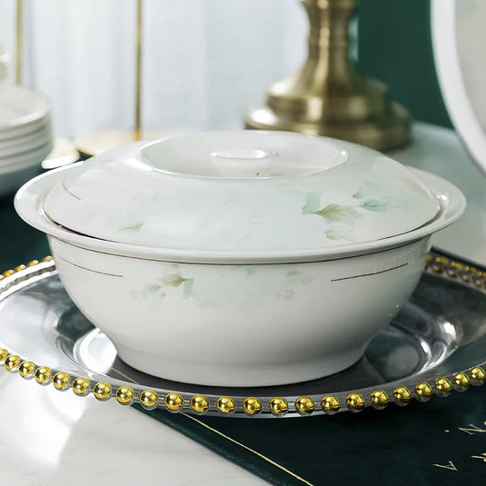 Jingdezhen Bone Porcelain Bowl and Plate Set, Ceramic Tableware Bowl and Chopstick Set