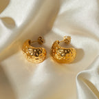 Rustfrit stål Oversize Chunky Smeltet Tekstureret Ørering til Kvinder Forgyldt Vanddråbeform Ørestuds Tykke øreringe Smykker