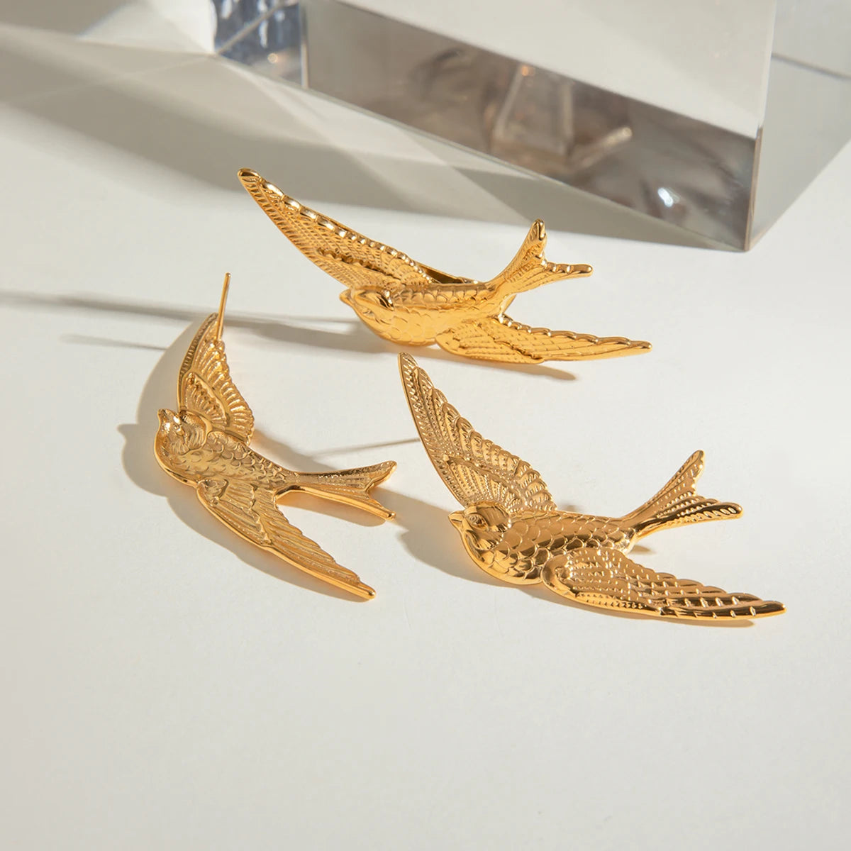 Minimalistiske 18 karat forgyldte Retro Swallow Øreringe Hårclips i rustfrit stål Damer Rustfast Udsøgte smykker Bijoux