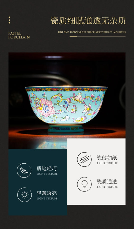 Jingdezhen bowl and dish set palace bowl enamel color ceramic tableware set bone tableware set plate combination