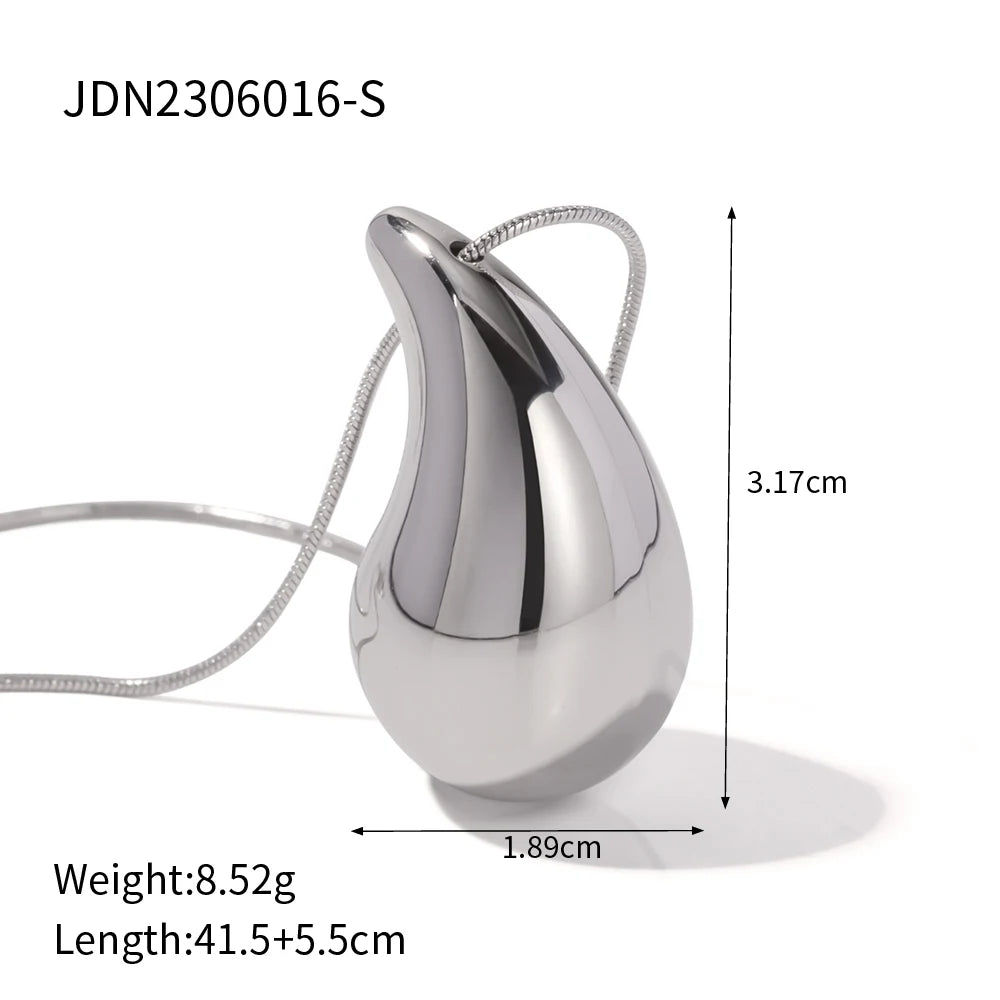 Vanddråbe i rustfrit stål Håndemaljerede, hule øreringe i mode, personlig guldfarve tekstur, vandtætte smykker