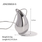 Vanddråbe i rustfrit stål Håndemaljerede, hule øreringe i mode, personlig guldfarve tekstur, vandtætte smykker