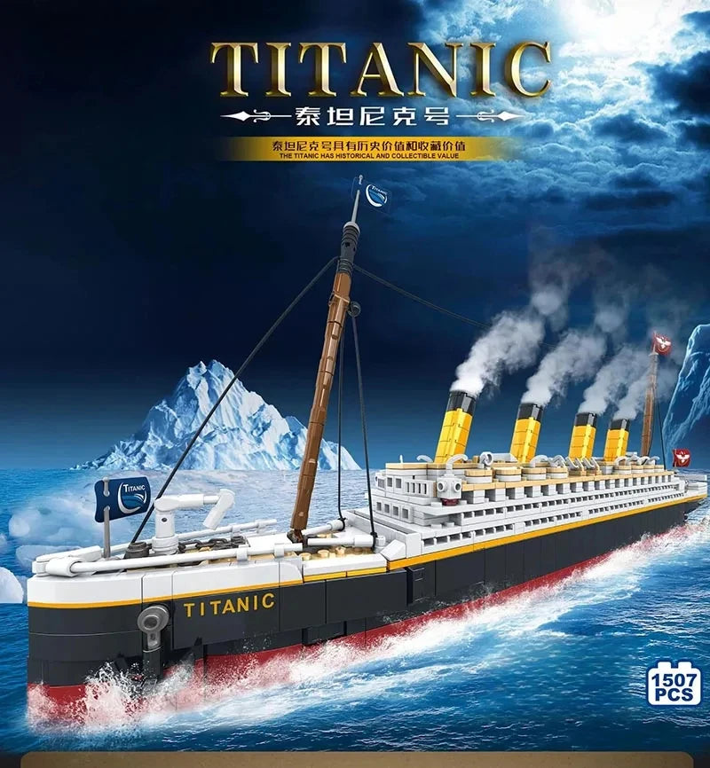 New large-scale Titanic creative model building block set adult challenge giant Titanic cruise ship model building toys children