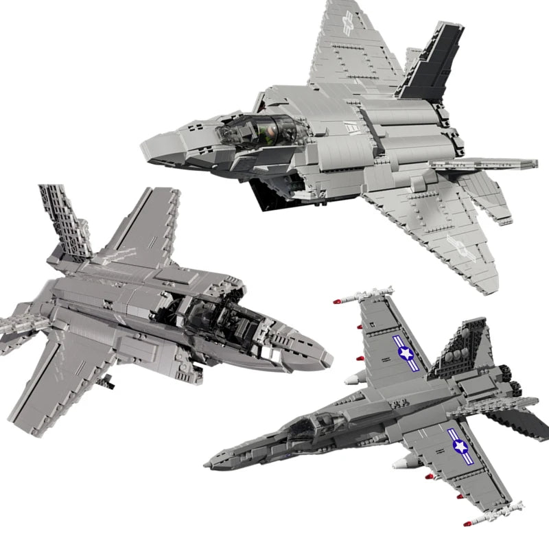 Aircraft Series F22 Fighter Building Blocks Model Famous WWII Military Airplanes MOC Bricks Sets Boys Toys Gifts For Childrens