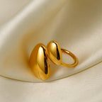 18K forgyldt rustfrit stål Rund Trekant Asymmetrisk Åben Ring Metal Tekstur Vandtæt Kvinder Charmerende Smykker Gala Gave