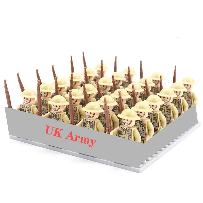 24 Pcs/Lot WW2 Military Figures Building Blocks Nation Army Soldiers Assemble Bricks Educational For Boys Christmas Gift  Toys