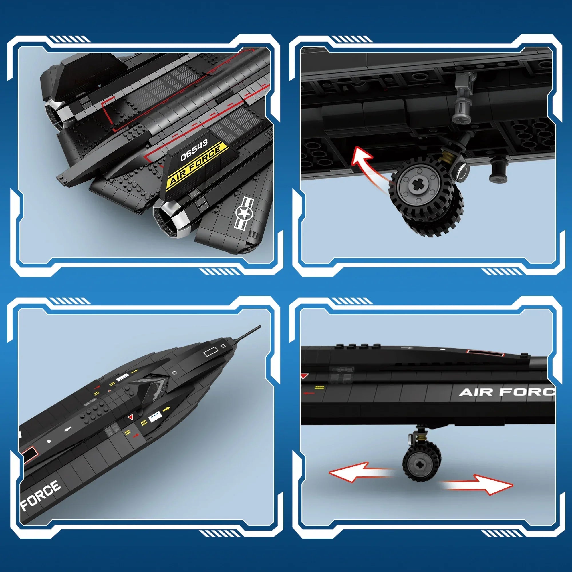 1775PCS SR-71 Blackbird Fighter Building Blocks Air Force Reconnaissance Aircraft Plane Model Bricks Collection Display Kids Toy