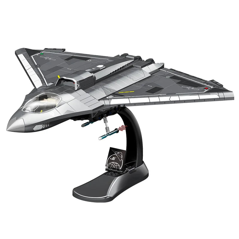 J-36 Carrier Based Fighter Jet Assemblage Building Blocks MOC Military Series Aircraft Plane Model Bricks Boys Toys Gifts