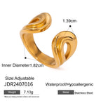 Modischer Edelstahl-Metallring mit gestreiftem Durchbruch, offenem Ende, 18K PVD-beschichtet, wasserdicht, rostfrei, Schmuckgeschenk