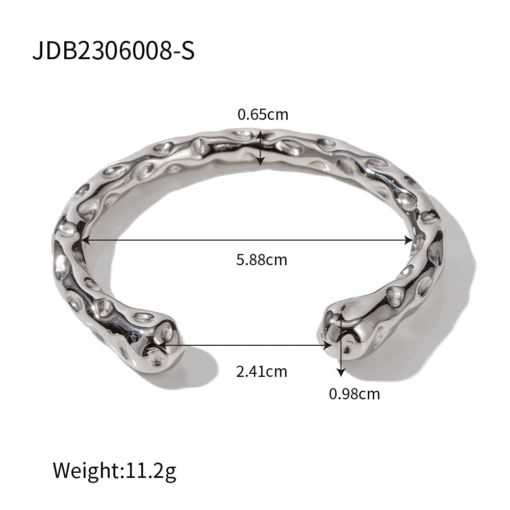 Asymmetry Sensuous Contemporary Statement Opening Ring Contours Bangle or Cuff Shape And Form Set Waterproof Jewelry Women