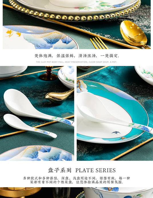 Jingdezhen Ceramic Bowls, Dishes, Dishes, Tableware Set, Bowls and Chopsticks Set